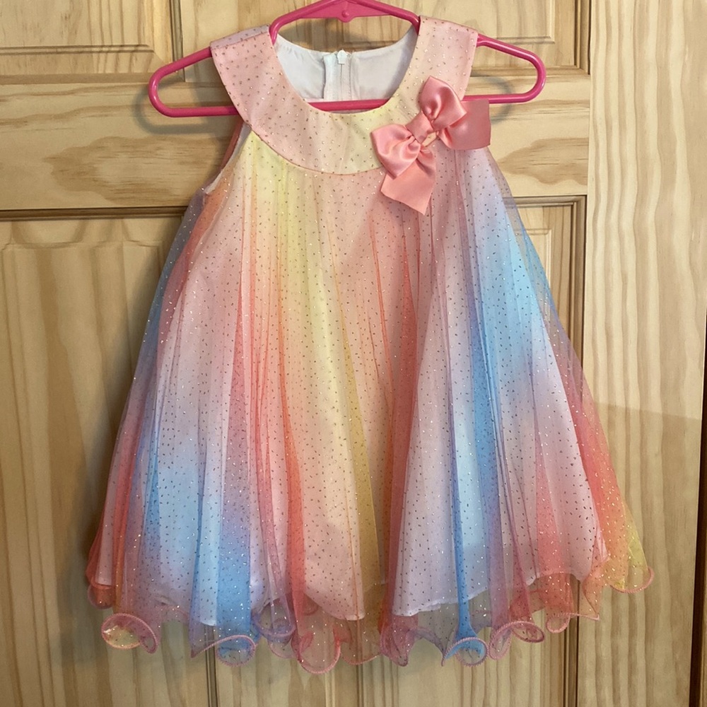 Rainbow tulle party dress